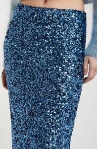 Ottod’Ame Blue Sequins Midi Skirt
