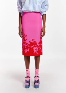 Essentiel Antwerp Pink and Red Midi Skirt
