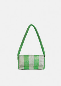 Essentiel Antwerp Green and Silver Striped Chainmail Shoulder Bag
