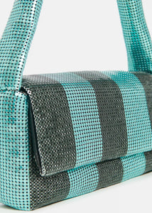 Essentiel Antwerp Black & Blue Striped Chainmail Shoulder Bag