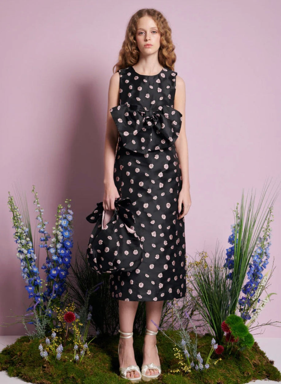 chinese dress ladies Sister Jane Black Rose Bells Jacquard Bow Dress – SYBIL Boutique