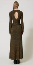 Load image into Gallery viewer, Twinset Milano Gold Lurex Rib Knit Long Dress with T-Bar Belt