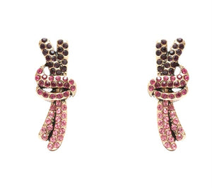 Nali Antique Gold Crystal Knot Earrings