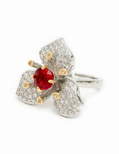 Load image into Gallery viewer, Nali Silver Ring with Crystal &amp; Ruby Stone
