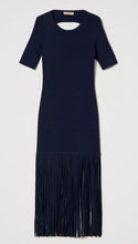 Load image into Gallery viewer, Twinset Navy Short Knit Dress with fringing