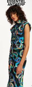 Essentiel Antwerp Multicolored Swirl Print Stretch Jersey Dress