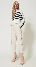 Load image into Gallery viewer, Twinset White with Black Stripe Fine Knit Sweater