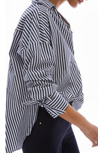 Load image into Gallery viewer, PENNYBLACK Navy &amp; White Striped Oversized Shirt

