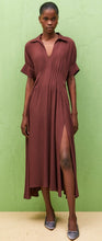 Load image into Gallery viewer, Beatrice B Chocolate Silk Dress with Pleated waist
