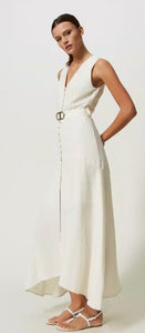 TWINSET Ivory Linen Blend Sleeveless Dress
