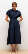 Load image into Gallery viewer, Beatrice B Navy Poplin Cotton Flared Dress
