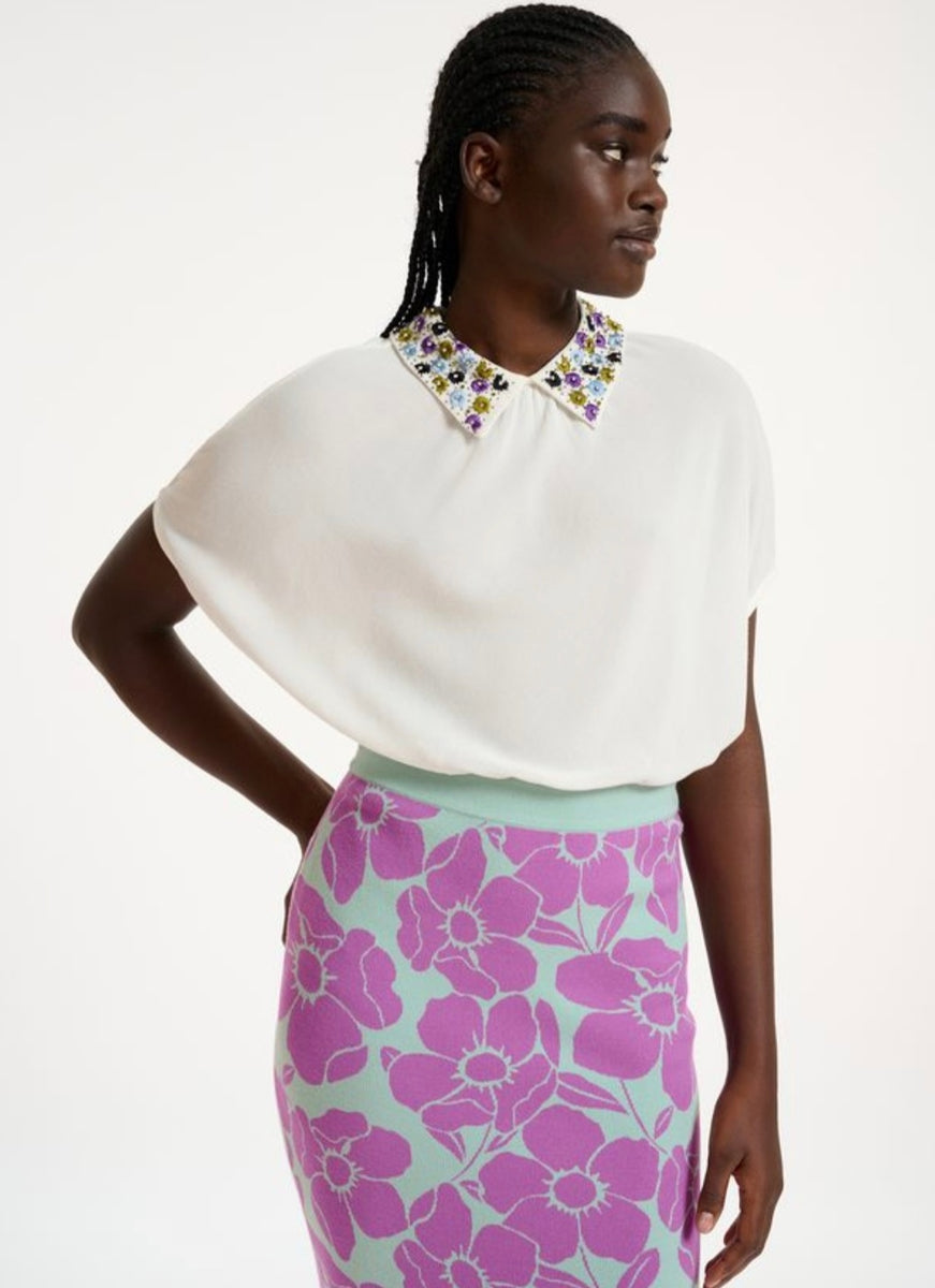 Essentiel Antwerp White Embellished Top  SYBIL Boutique