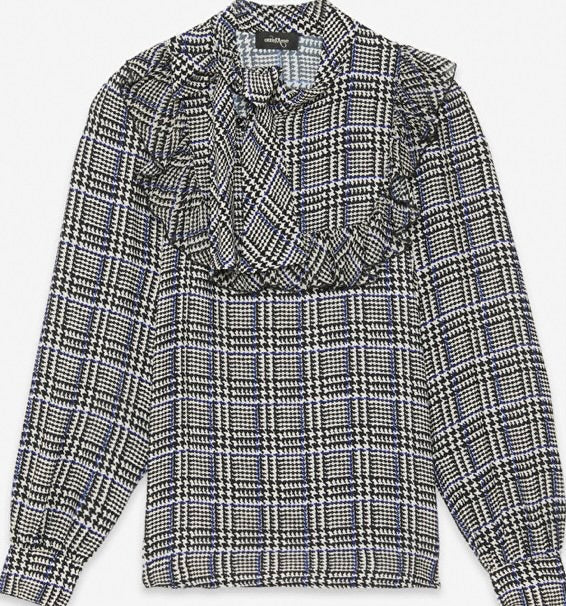 Otto dame Tartan Blouse with Pussybow