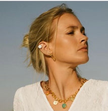 Load image into Gallery viewer, Ottoman Hands Amalfi Gold , Pearl & Turquoise Stud Earrings