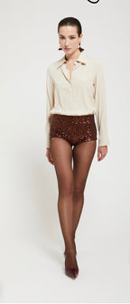 Ottod’Ame Bronze Sequin Mini Shorts