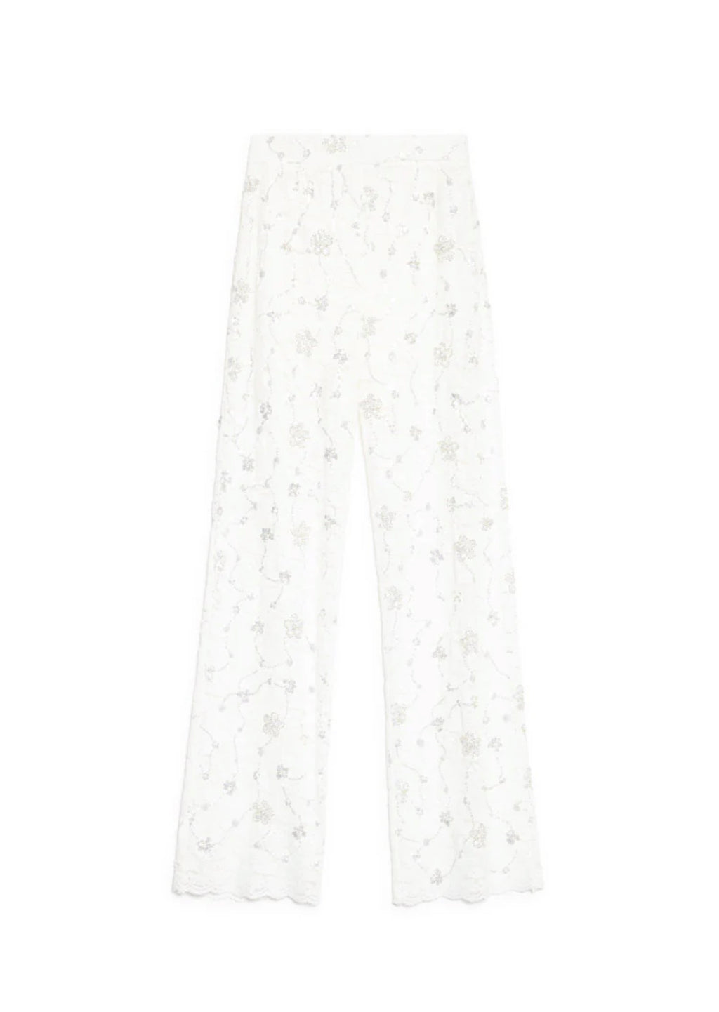 DREAM Sister Jane White Lace & Diamante Jardin High Waist Wide Leg Pants