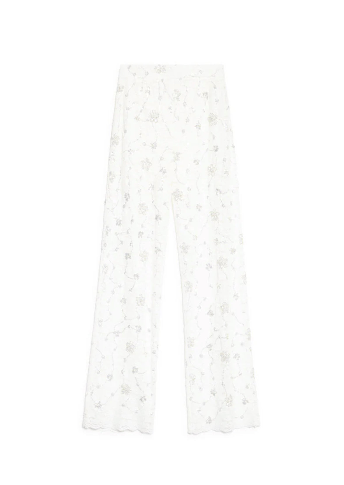 DREAM Sister Jane White Lace & Diamante Jardin High Waist Wide Leg Pants