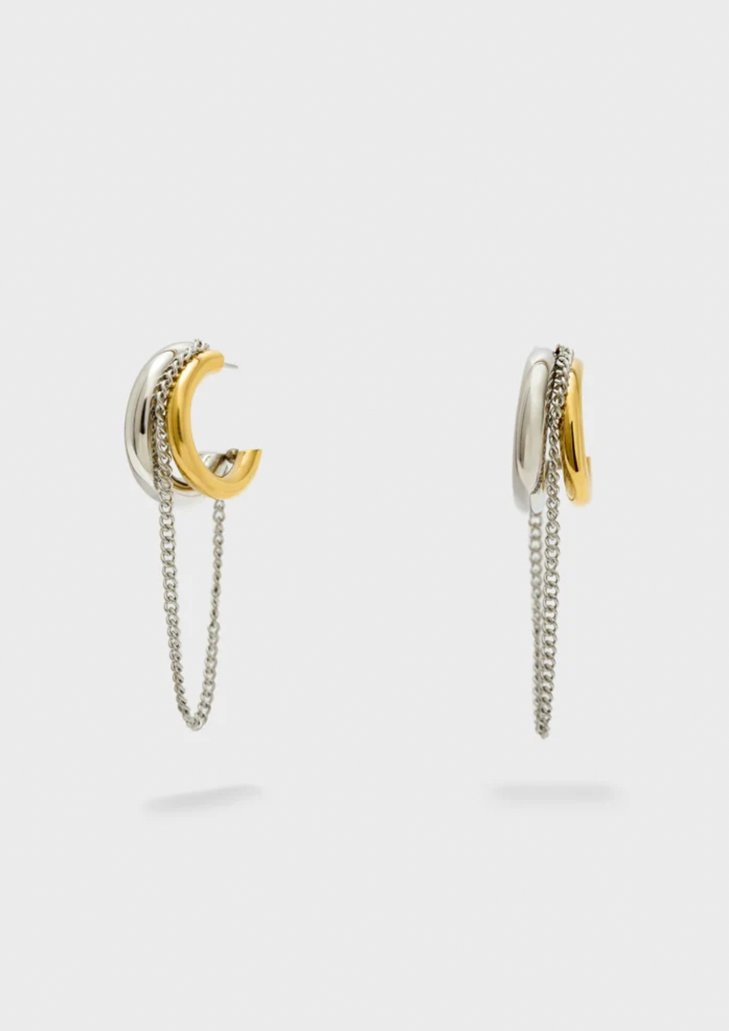 NALI Gold & Silver Hoop Earrings with Chain