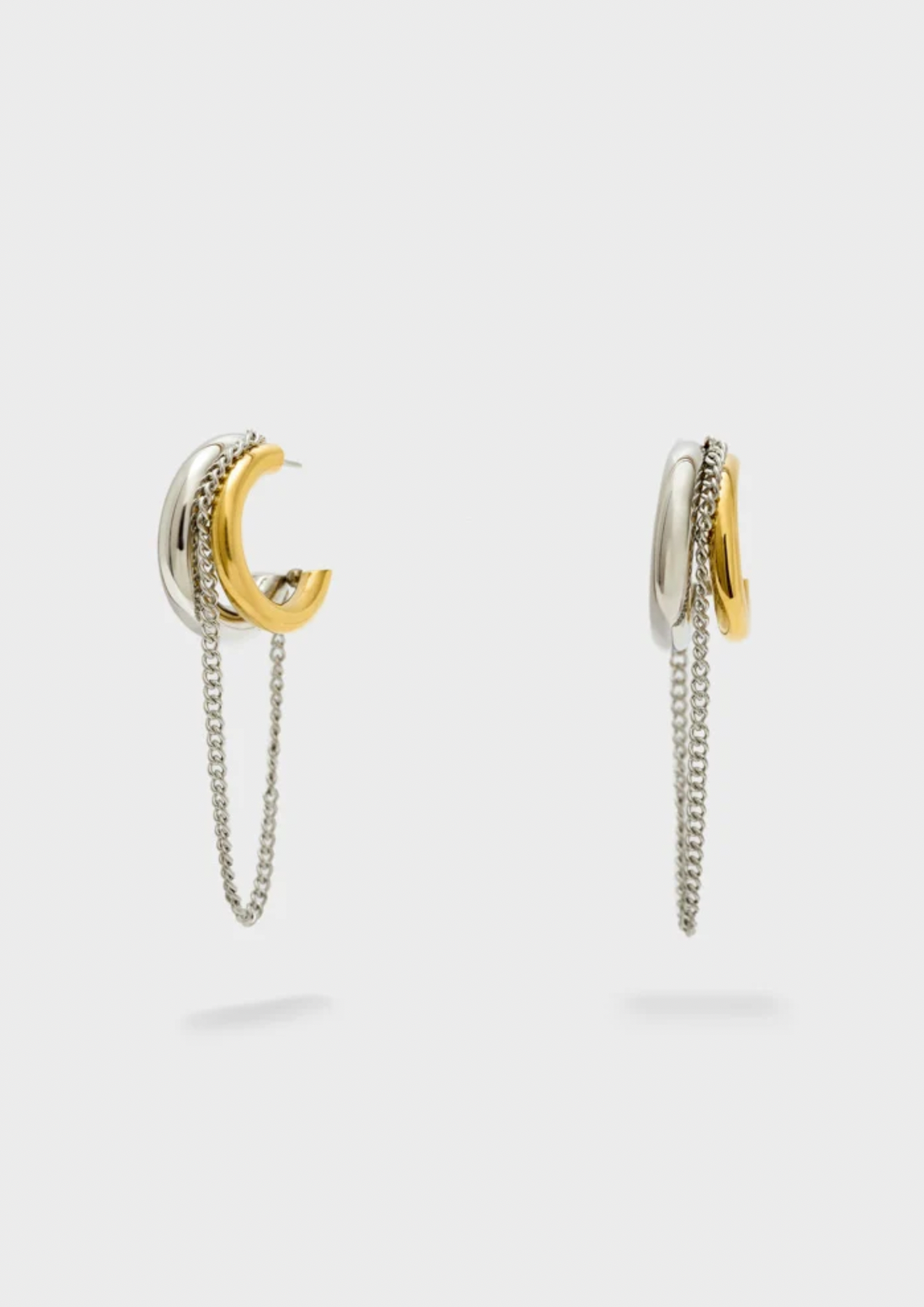 NALI Gold & Silver Hoop Earrings with Chain