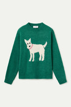 Compañia Fantástica Green Knit Jumper with Dog Print