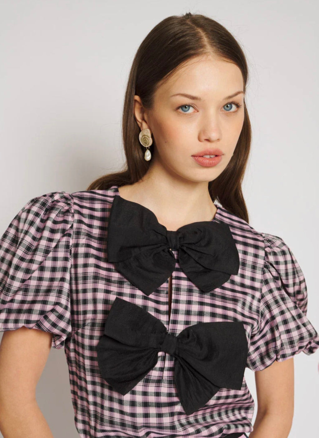 Sister Jane Lilac & Black Tartan Check Bodice Top