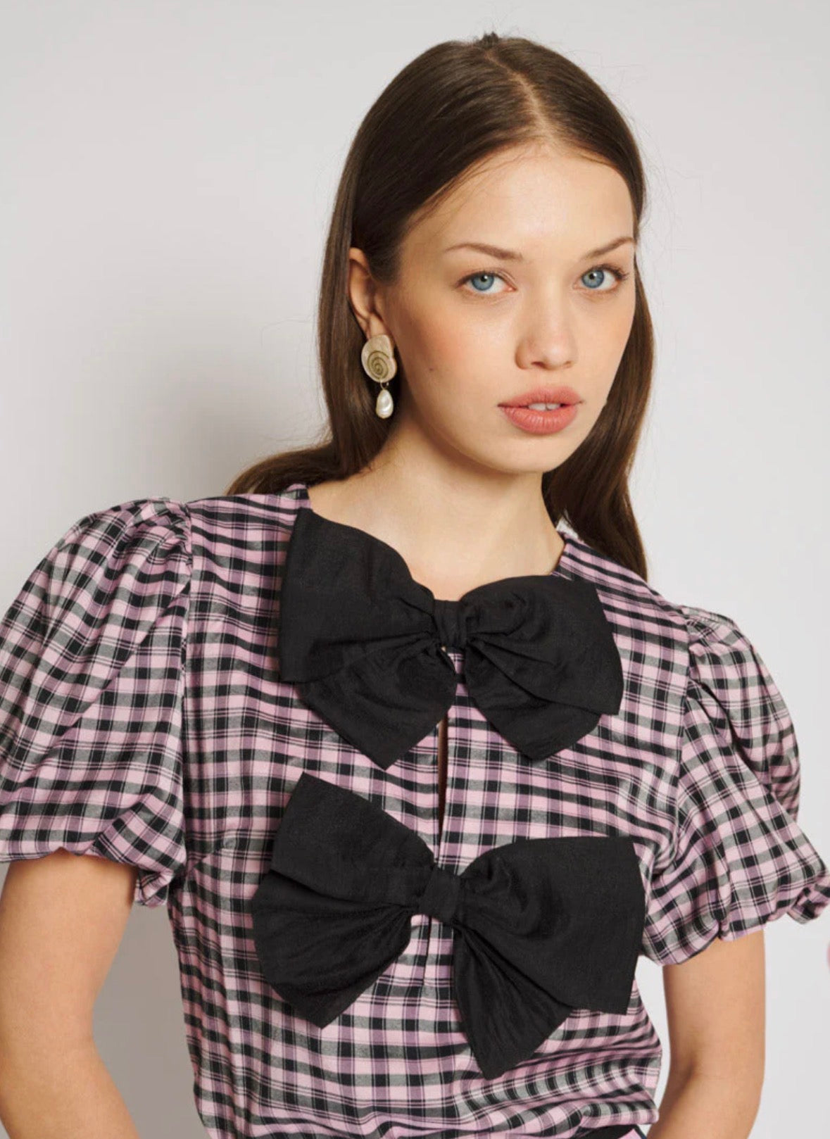 Sister Jane Lilac & Black Tartan Check Bodice Top