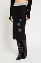 Ottod’Ame Black Tulle Skirt with Rhinestone Embellishment