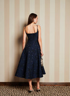 DREAM Sister Jane Navy Midi Dress with Crystal Embellishments