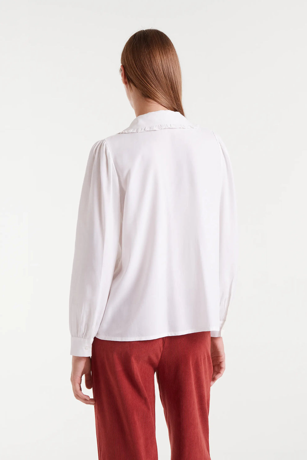 Compañia Fantastica White Blouse with Embroidered Peter Pan Collar