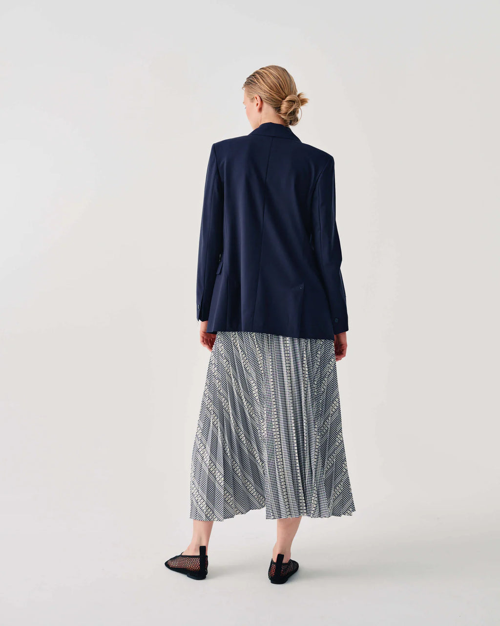 Beatrice B Navy Double Breasted Light Wool Blazer