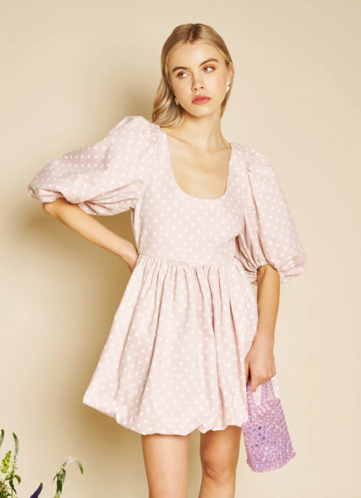 Sister Jane Soft Blush pink  Polka Dot Puff Ball with Polka Dot Dress