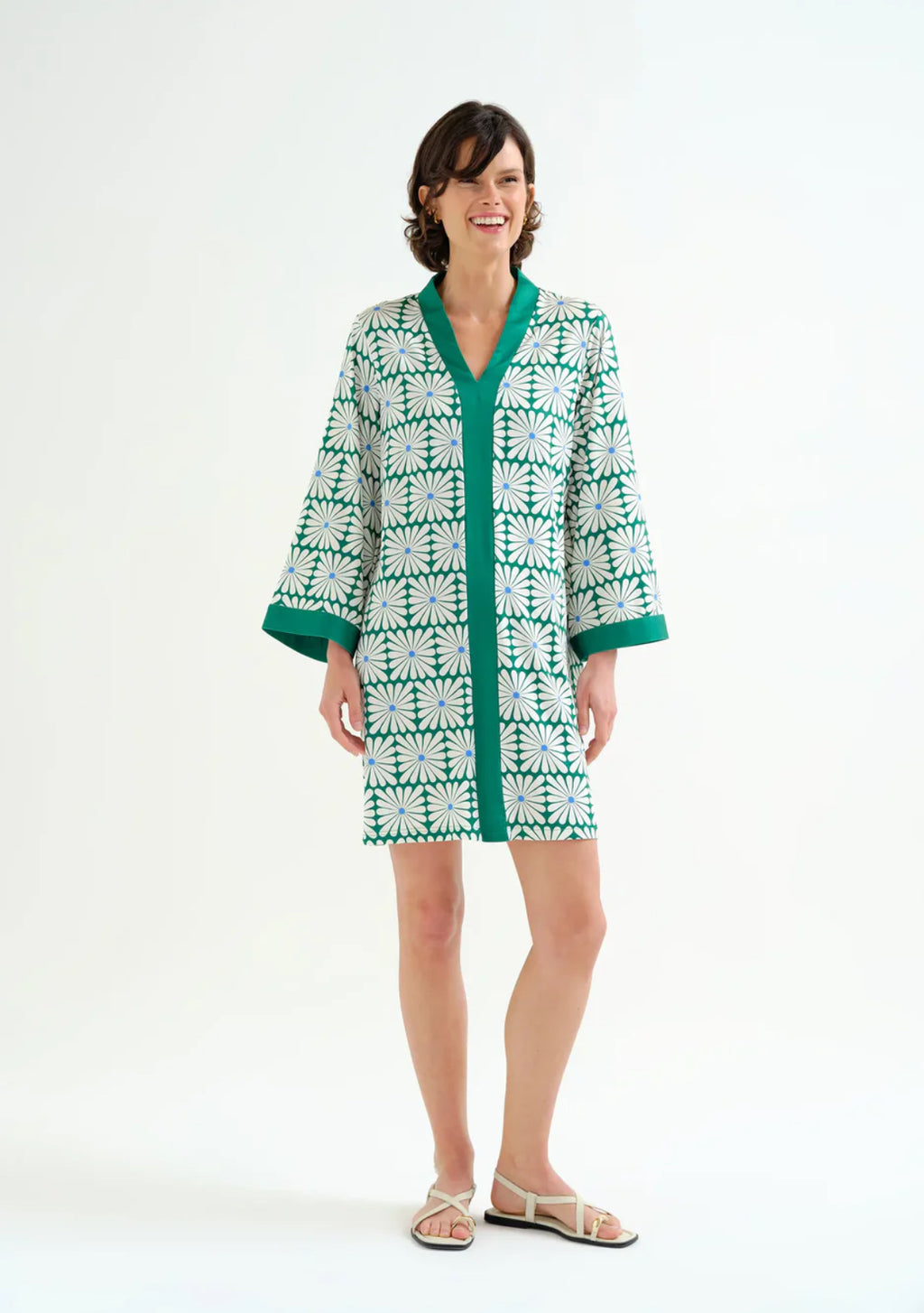 Compañía Green Graphic Print Kaftan Dress