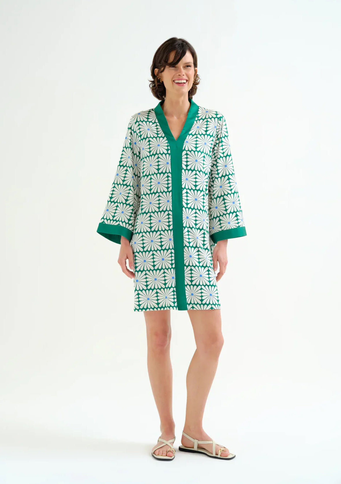 Compañía Green Graphic Print Kaftan Dress