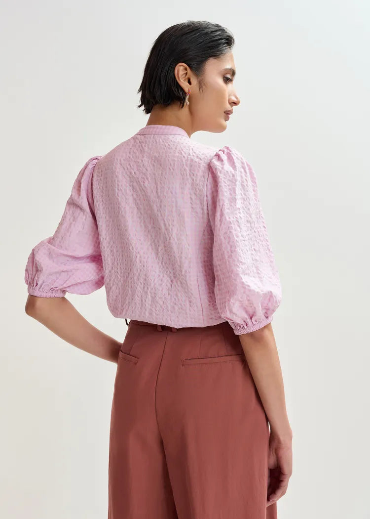 Essentiel Antwerp Lilac Shirt with Red/Terracotta Embellished Flower
