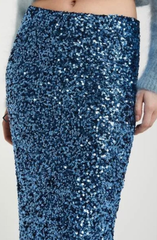 Ottod’Ame Blue Sequins Midi Skirt