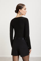 Ottod’Ame Black Lurex Top with Keyhole Neck