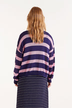 Compañia Fantastica Navy & Pink striped knit jumper