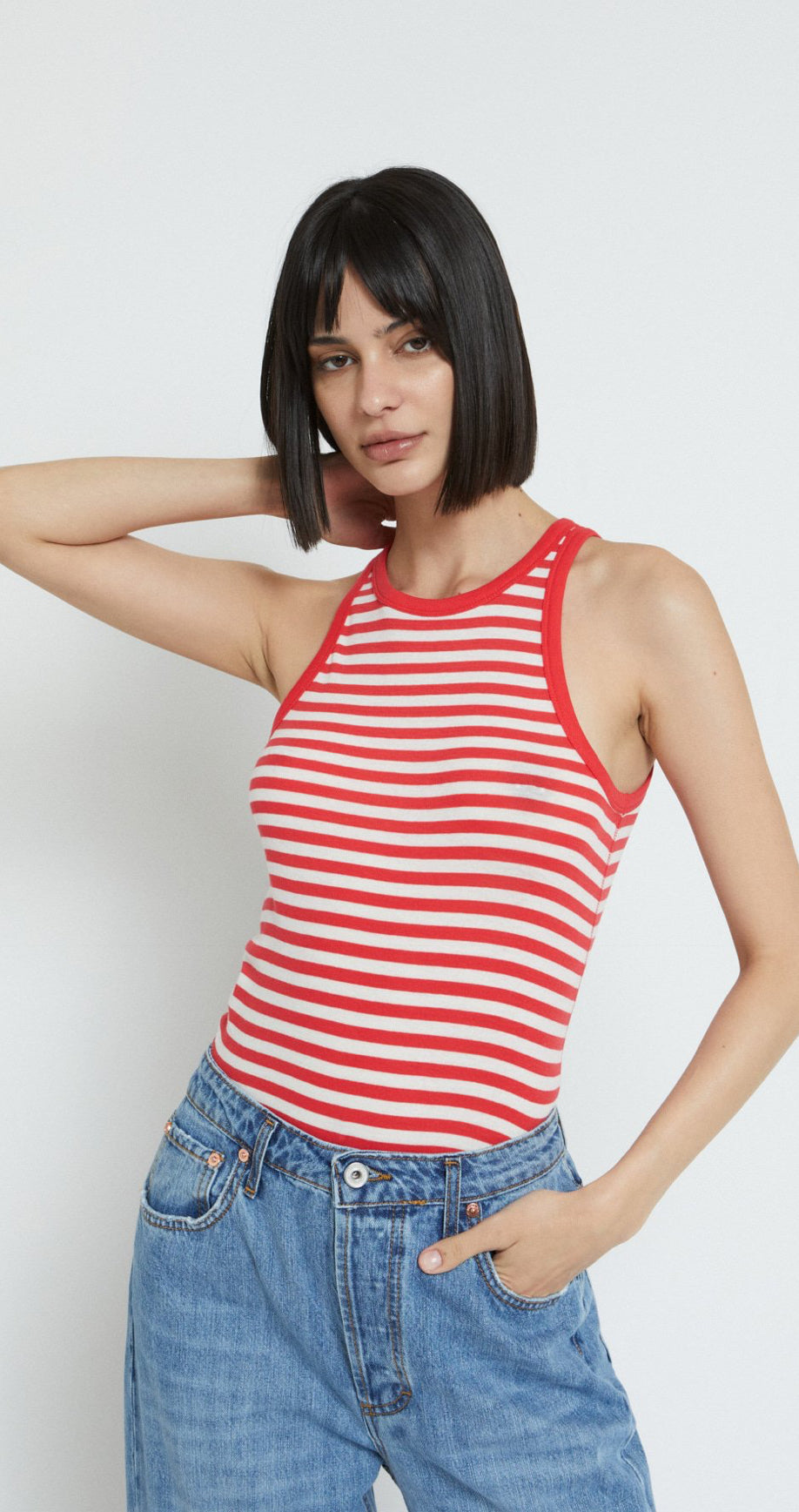 Ottod’Ame Red & White Striped Tank Top