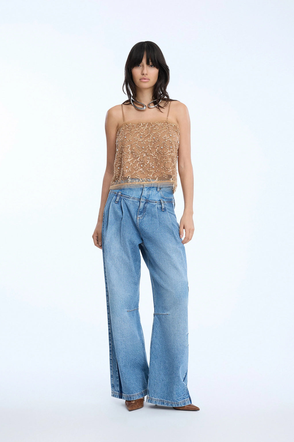 MUNTHE NANNALI Gold Strappy Top