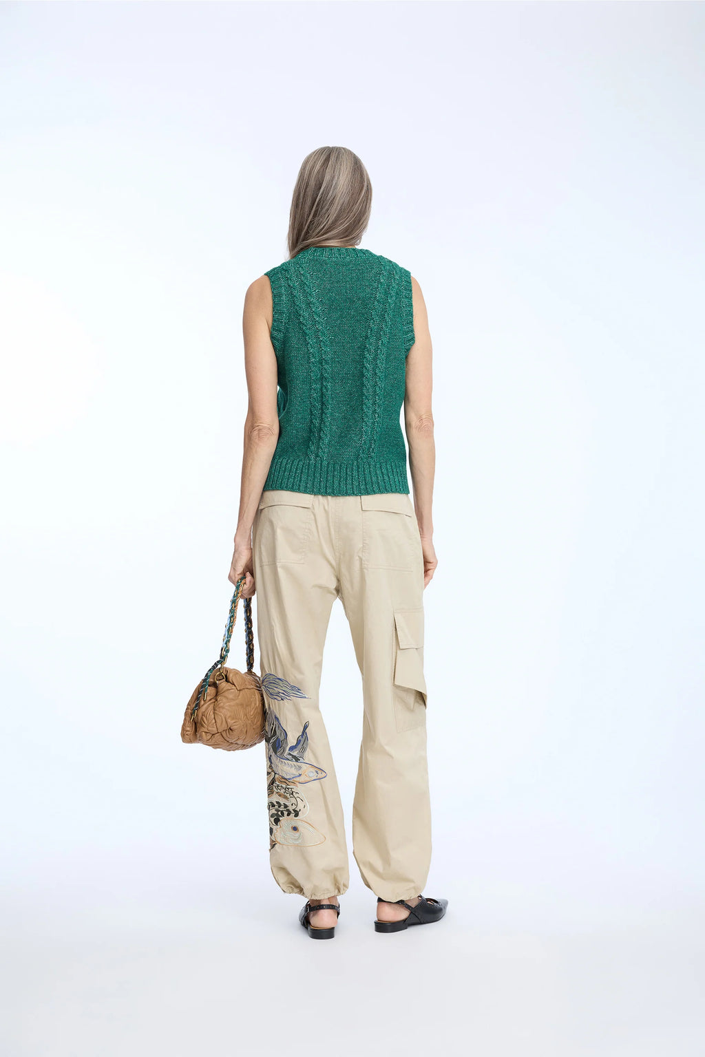 MUNTHE NOEY Green Cable Knit Vest