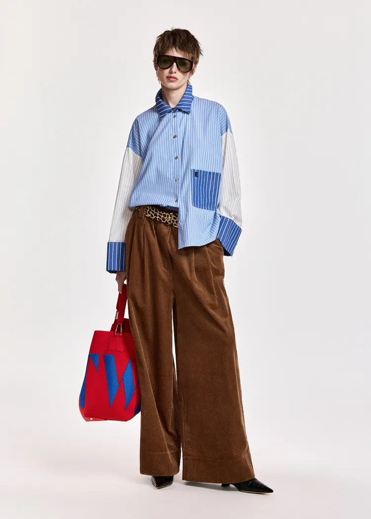 Essentiel Antwerp Brown Corduroy Wide Leg Pants