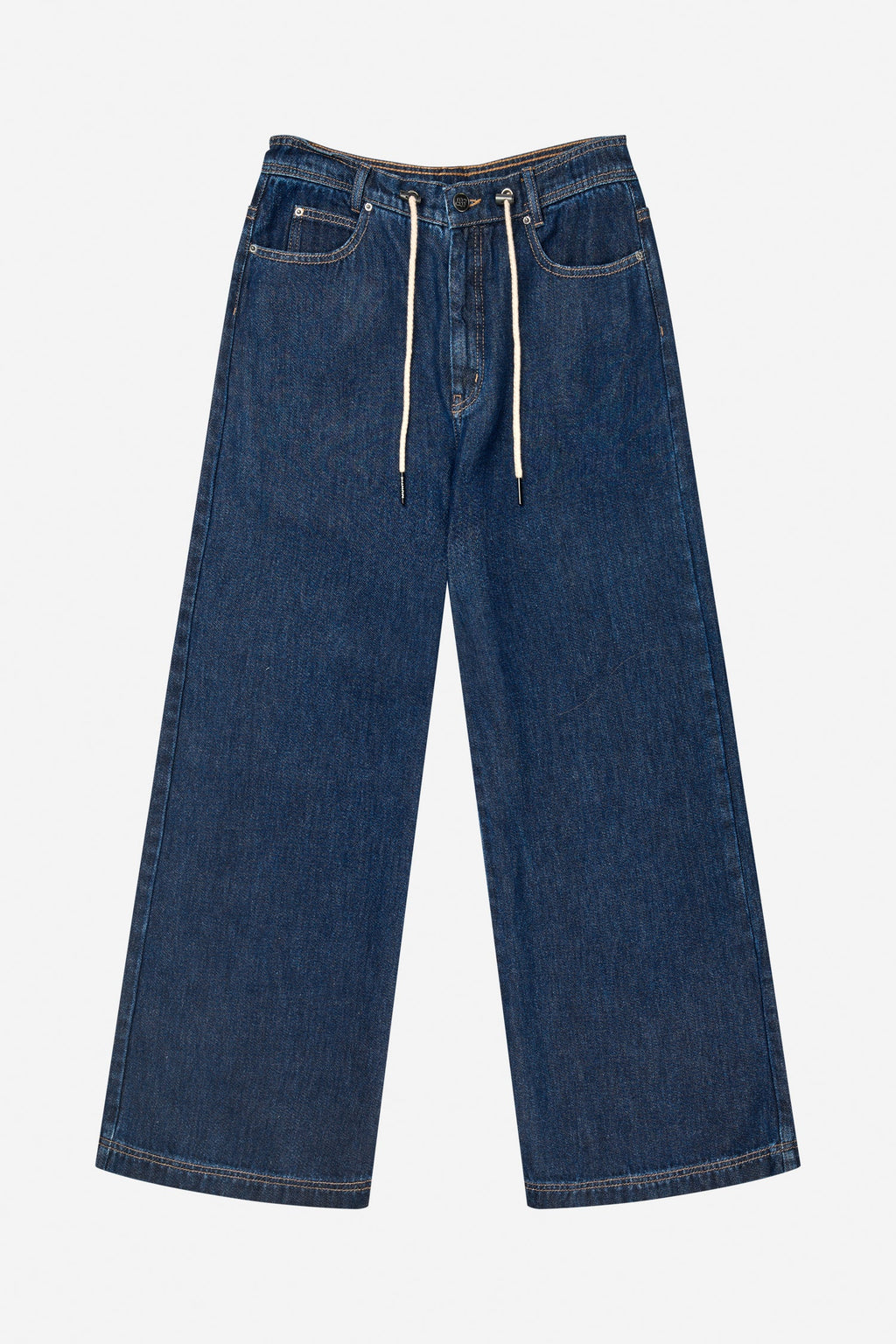 MUNTHE OBEY Indigo Blue Wide Leg Jeans with Tie Waist