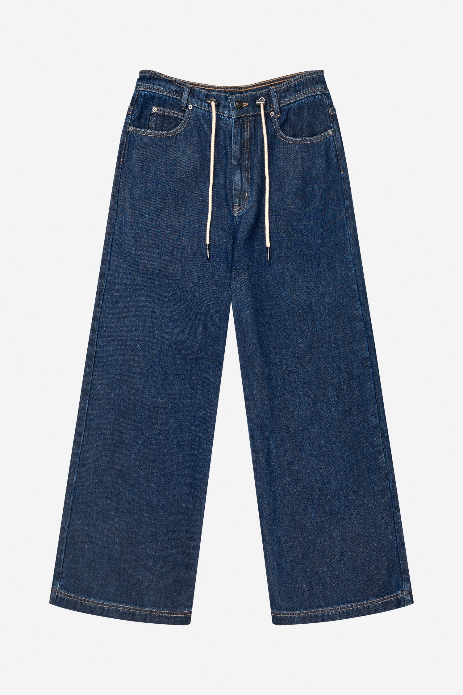MUNTHE OBEY Indigo Blue Wide Leg Jeans with Tie Waist