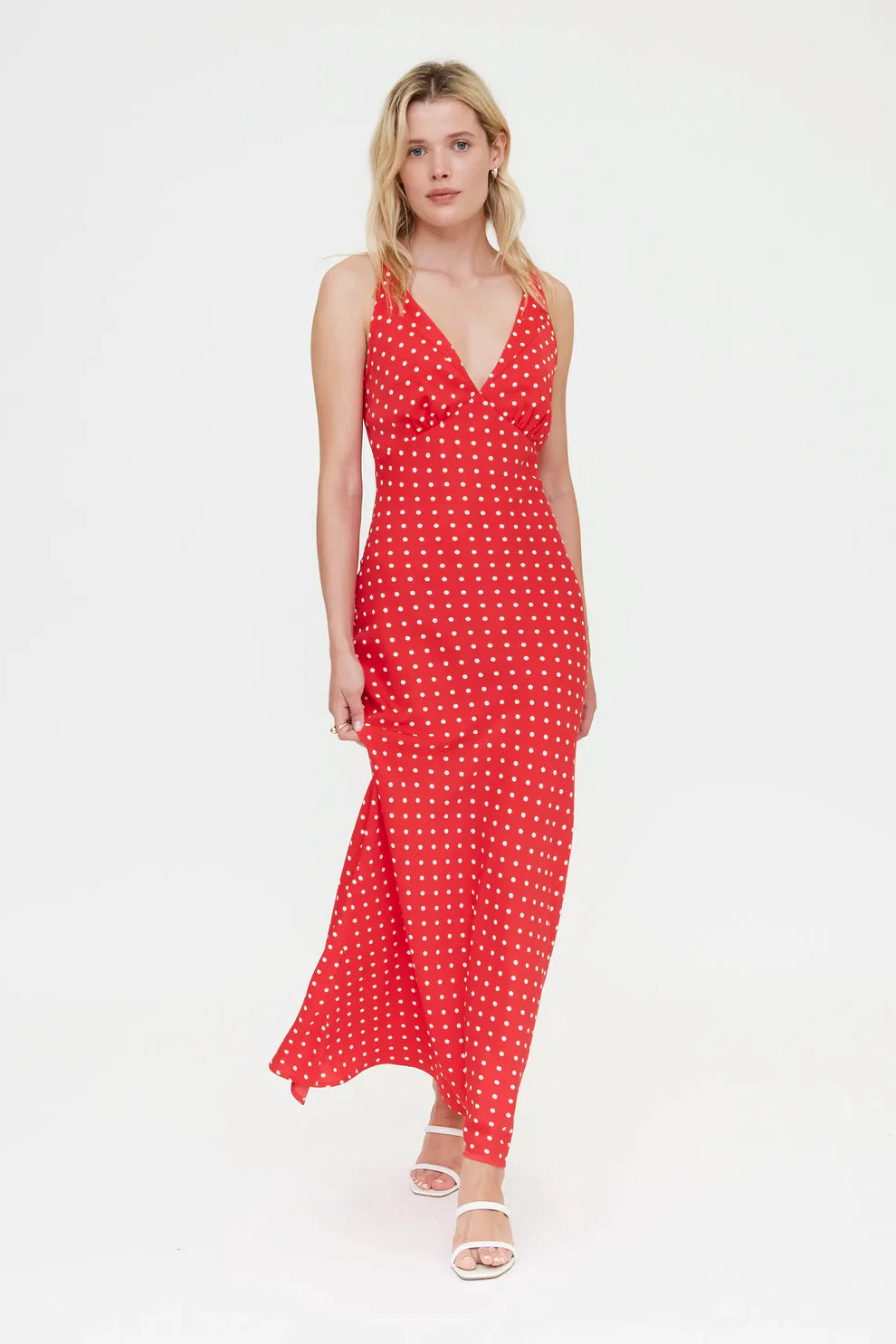 Compañía Red Polka Dot Midi Dress