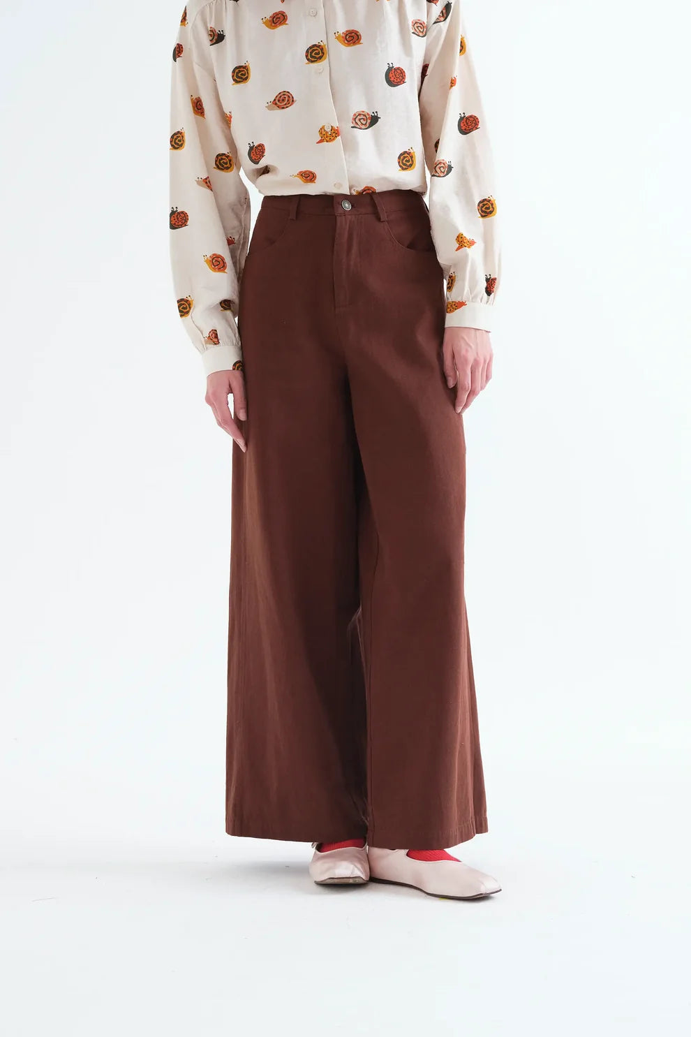 Compañia Fantástica 100% Cotton Brown High Waisted Jeans