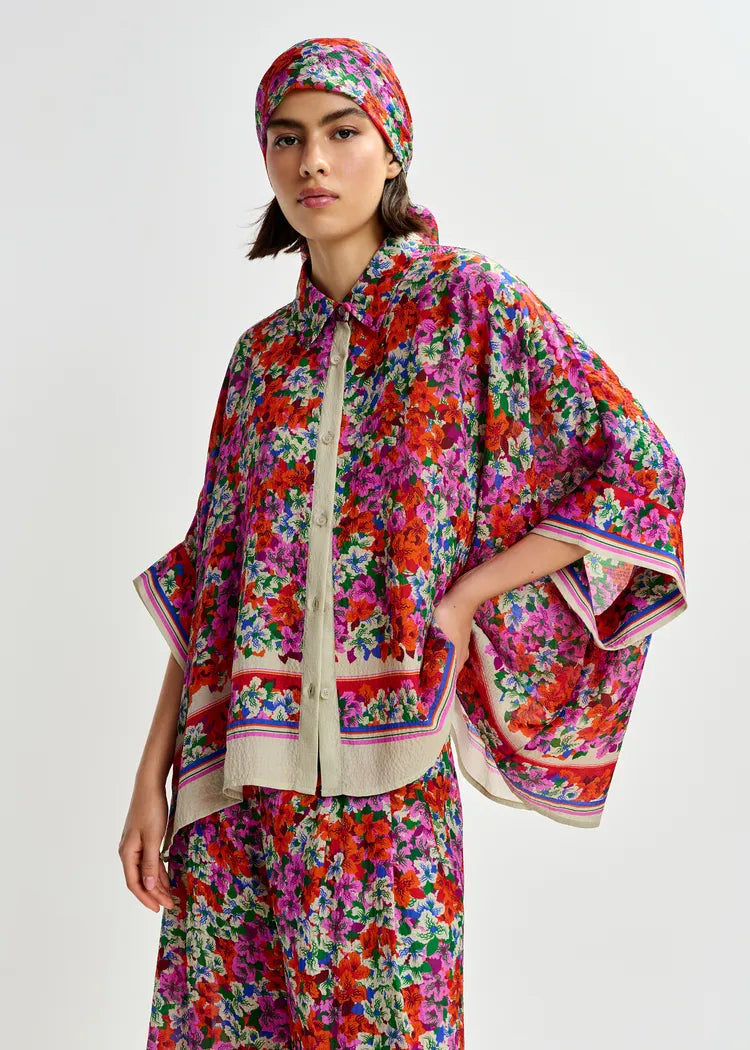 Essentiel Antwerp Silk-Mix Floral Print Fluid Shirt