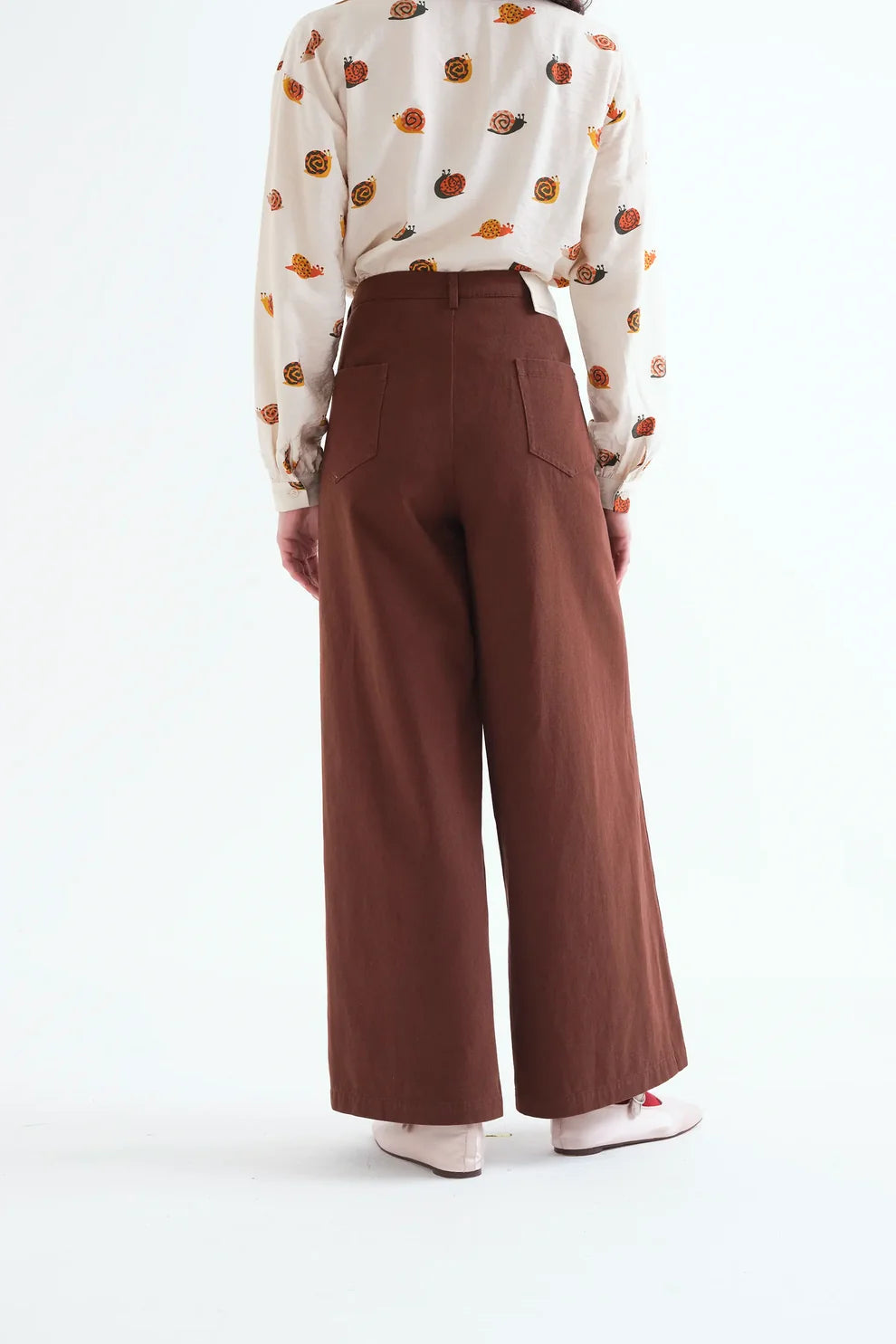 Compañia Fantástica 100% Cotton Brown High Waisted Jeans
