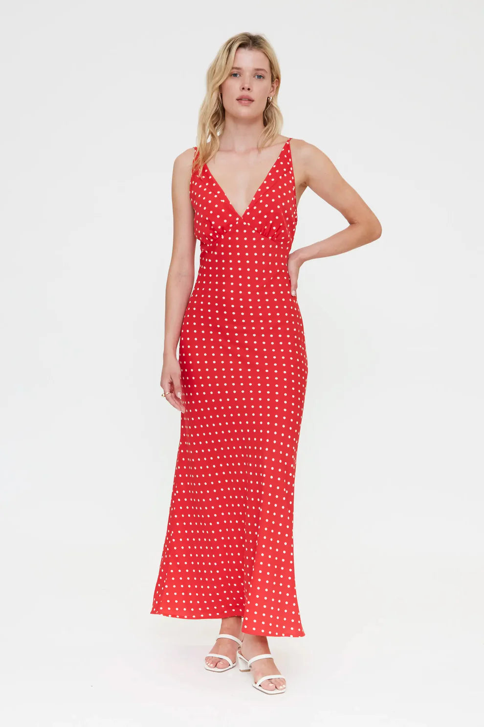 Compañía Red Polka Dot Midi Dress