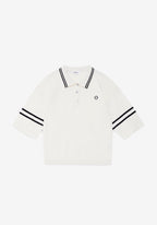 Ottod’Ame Cream Polo Top with Black Stripe