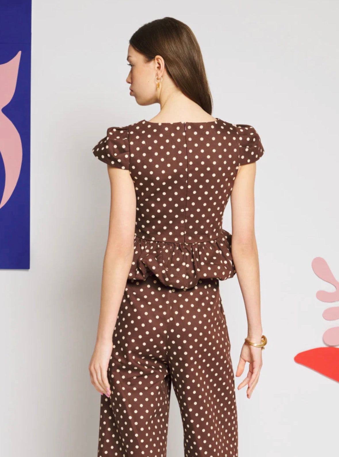 Sister Jane Brown Polka Dot Canvas Bodice Top